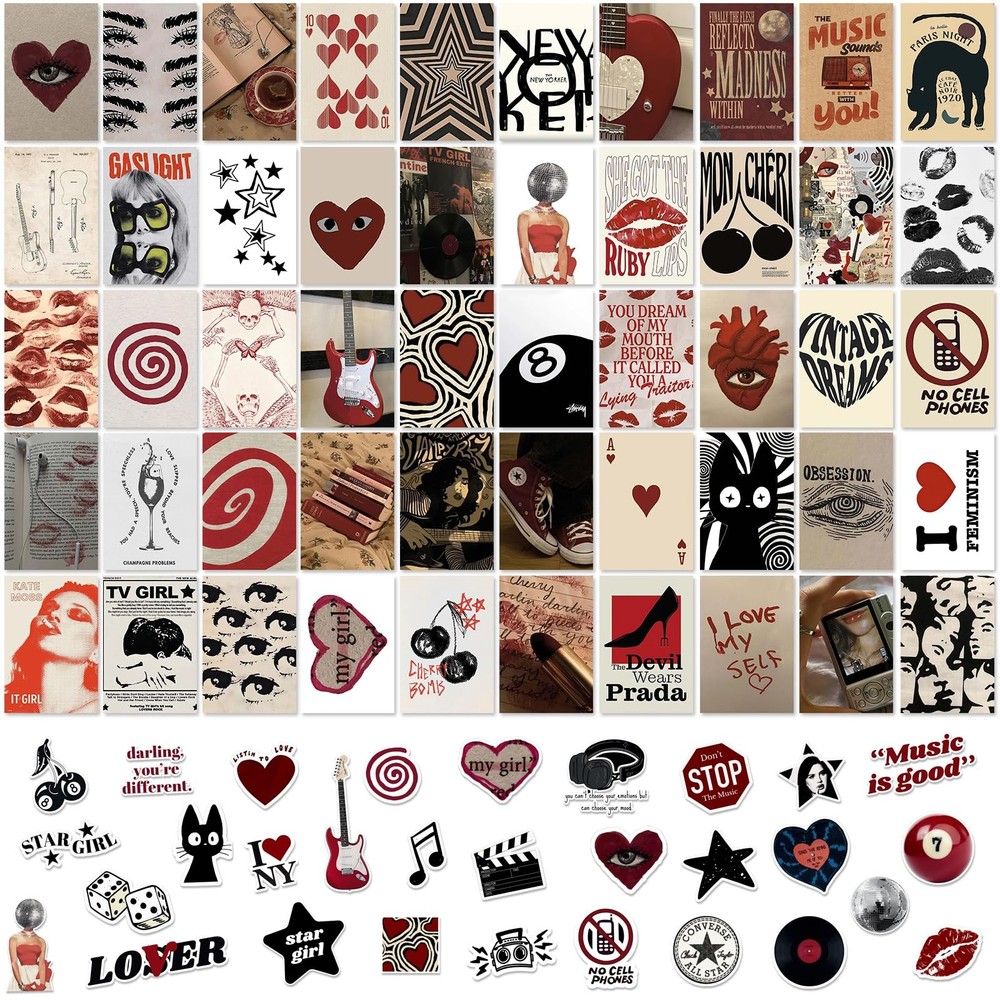 Downtown Girl Room Decor, 50pcs Y2k Posters with Stickers, Vintage Downtown G…