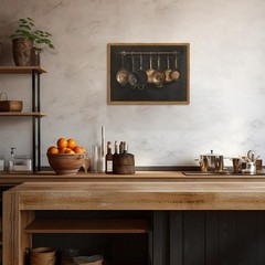 Framed Vintage Kitchen Canvas Wall Art, Farmhouse Pans Pictures Wall Decor Pr…