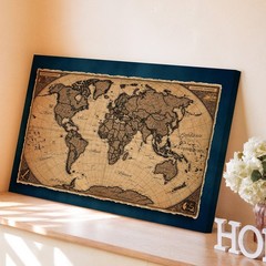 Detailed World Map Featuring A Rich, Textured Cork Surface Wall Art Canvas Print