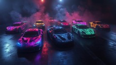 Glowing Super Sports Cars poster A4/A3 Choose size Semi-Gloss poster only