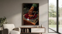 Black Man DJ Poster, Vinyl Record Turntable Wall Art, Hip Hop Hypebeast Decor