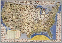 USA WILDLIFE AND GAME MAP GLOSSY POSTER PICTURE PHOTO hunting hunters animals 97