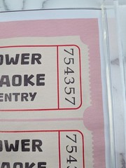 Vintage Pink Bathroom Wall Art Retro Shower Karaoke Ticket Canvas Print 8 x 10″