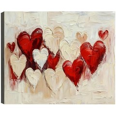Framed Red Hearts Wall Art Couple Love Valentine’s Day Canvas 8x12in Gift for
