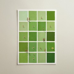 Green Swimmers Poster, Mid Century Pastel Stripe Wall Art Decor