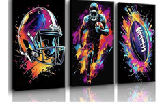 3Pcs Football FLAT POSTERS Graffiti Rugby Gaming Neon Sports NO FRAME rolled up
