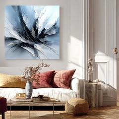 Modern Blue Art Hand Painted Oil Painting Abstract Canvas Wall Mural Aesthetic