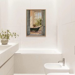 Framed Vintage Canvas Wall Art Print Classical Bathroom Bathtub Poster Flowers G