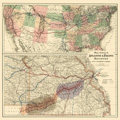 Railroad Map – Atlantic and Pacific Railroad – Colton 1873 – Vintage Wall Art