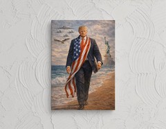 Donald Trump Patriotic Wall Art – American Flag Statue of Liberty Eagle Jets Can
