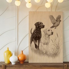 Black And Yellow Labrador Hunting Birds Wildlife Canvas Wall Art Print Home