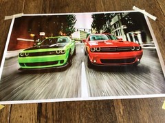 Dodge Challenger SRT HELLCAT Sports cars V8, 12×18 vinyl canvas poster, New, (E)