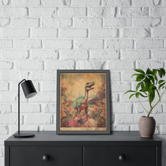 Vintage DINOSAUR BOTANICAL Wall Art, Jurassic Flower Decor, Dino Floral Print