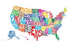 United States of America Word Map Cool Wall Decor Art Print Poster 24×36