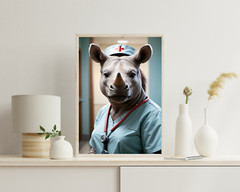 Nurse Rhino Portrait, Animal Portrait, Realistic Animal Portrait,Animal Wall Art