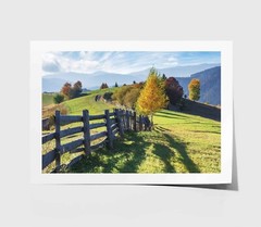 Hillside Print, Wall Art, Morning Scene Framed Grassy Field Wall Art, Autumn