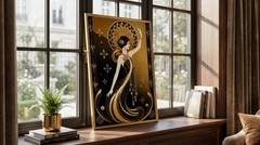 Art Deco Woman Poster Gold Black 1920s Gatsby Roaring Twenties Wall Art Print