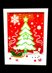 Finished Diamond Art – Christmas Tabletop Picture (White Plastic Frame)