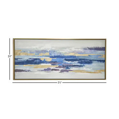 1- Panel Abstract Framed Wall Art with Gold Frame 32 In. X 71 In.