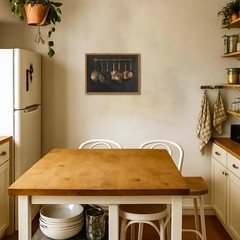 Framed Vintage Kitchen Canvas Wall Art, Farmhouse Pans Pictures Wall Decor Pr…