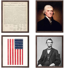 American History Wall Art Set of 4 – 8X10″ Vintage Patriotic Prints Featuring Th