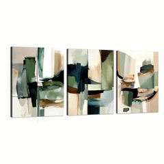3pcs Green, Beige, Brown, Black, White GB Wall Art Canvas Framed 50x70cm