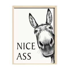 Donkey In Bathroom Wall Art Nice Ass Framed Picture Funny Restroom Decor