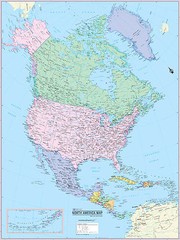Cool Owl Maps North America Continent Wall Map Poster – Paper 24″x32″