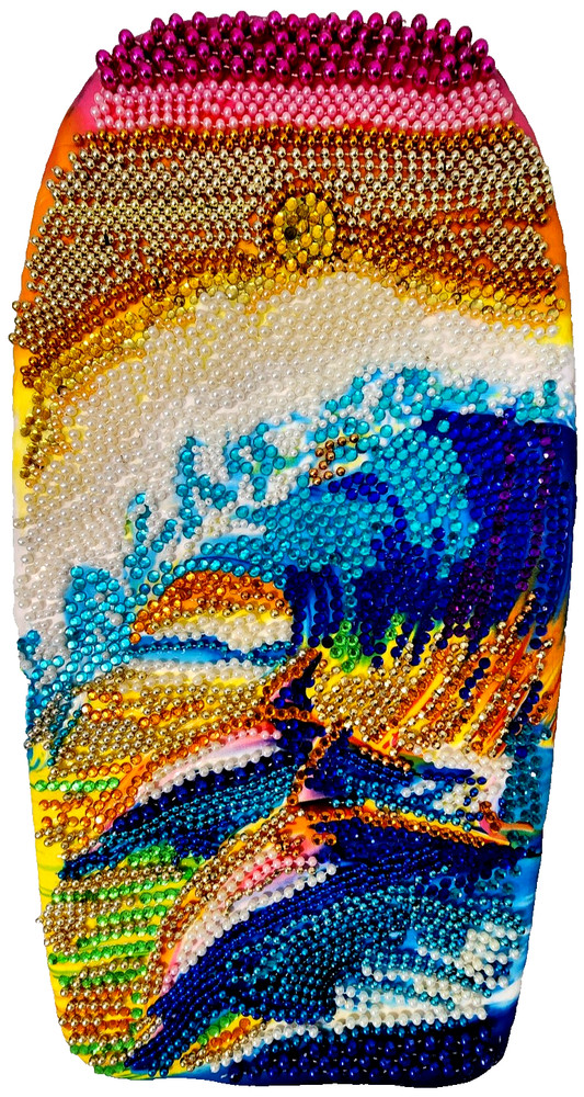 Brenda Bodyboard Wall Art Rhinestone Wave 32 Coastal Beach Ocean Decor