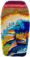 Brenda Bodyboard Wall Art Rhinestone Wave 32 Coastal Beach Ocean Decor