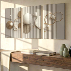 3 Pieces Modern Geometric Abstract Large Wall Art Set for Bedroom Set Of 3