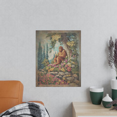 SASQUATCH FLOWERS Poster, Bigfoot Botanical Decor, Romantic Cryptid Wall Art