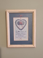 Vintage Framed Love Bears All Things Farmhouse Cottage Core Decor Religious 7×9