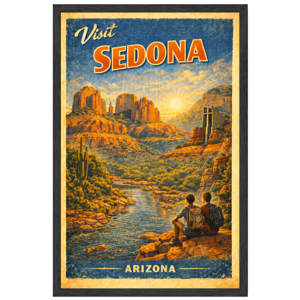 Sedona Arizona Framed Travel Poster 11×17 Vintage Retro Wall Art Gift Decor