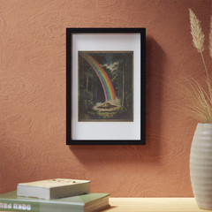 Vintage UFO RAINBOW Wall Art, Alien Pot of Gold Decor, Sci-fi Gay Pride Poster