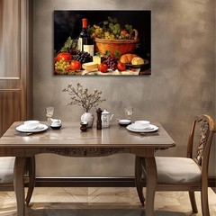 Kitchen Wine Wall Art Food Picture Prints Grape Fruit Still Life Painting Mod…