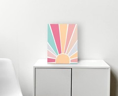 Boho Sun Sunshine Pink Wall Art, 11×14 Inch Framed Canvas Print, Boho Classro…