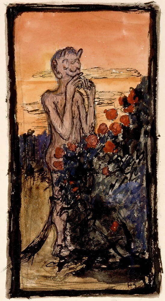 Hugo Simberg The Devil in the Rose Bush : Archival Quality Giclée Art Print 1896