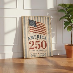 America 250 Poster, Vintage American Flag Wall Art, 1776-2026 Anniversary Print