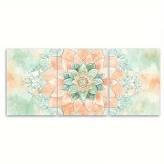 3pcs Palette of Peach, Mint Green Wall Art Canvas Framed 50x70cm
