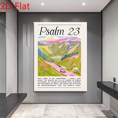 Psalm 23 Sheep Landscape Canvas Art, Colorful Christian Farmhouse Faith Decor