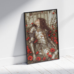 Female Knight Art Nouveau Poster Art Deco Poppies Warrior Sleeping Sleeping Beau