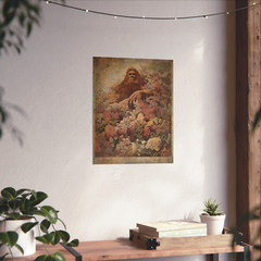 BIGFOOT FLOWER Poster, Sasquatch Botanical Wall Art, Cryptid Yeti Floral Print