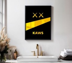 Set of 3 Yellow Nike Kaws Wall Art pieces canvas home decor Portrait Gallery