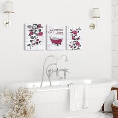 Pink Bathroom Wall Art Decor Hot Pink Floral and Bathtub Bathroom Pictures Pa…