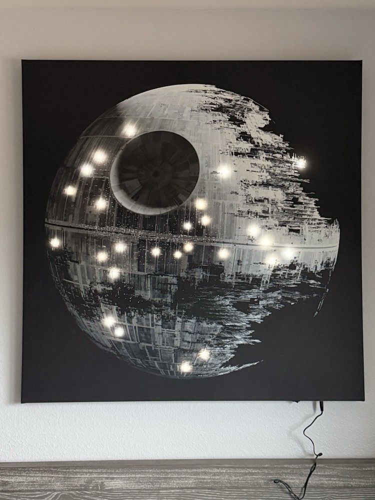 Death Star Canvas Art Poster Print Home Wall Decor Star Wars LED Pottery Barn