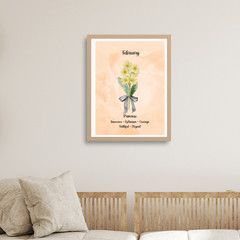 February Birth Flower Primrose Orange Watercolor Print Decor Gift 8×10 UNFRAMED