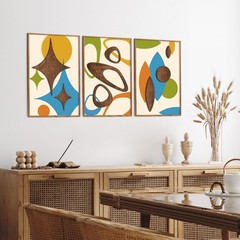 Earth Tone Mid Century Modern Wall Decor – Set of 3