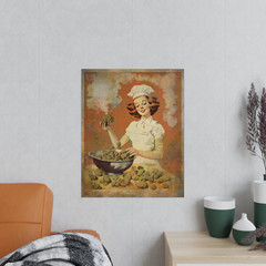Retro CANNABIS CHEF Wall Art, Vintage Stoner Kitchen Decor, Pothead Cook Poster