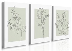 Boho Sage Green Neutral Botanical Wall Art Set of 3,Farmhouse Plant Wall Deco…